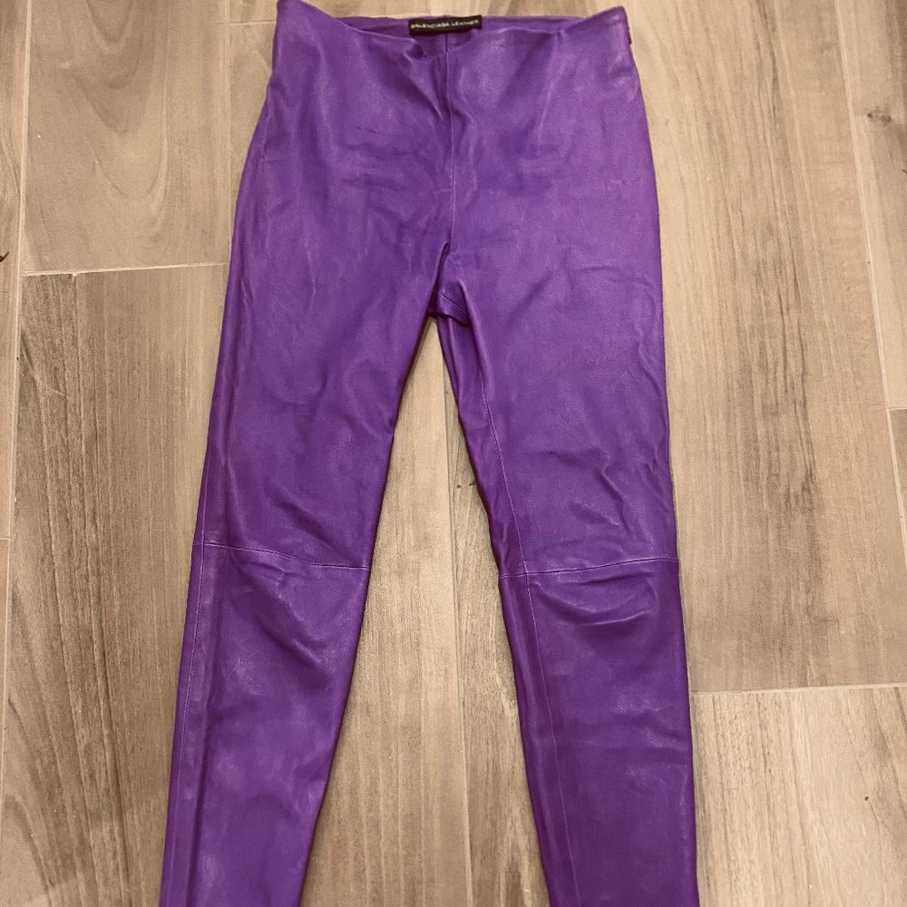 Balenciaga Lamb Leather Purple Skinny Leg Pants sz 6